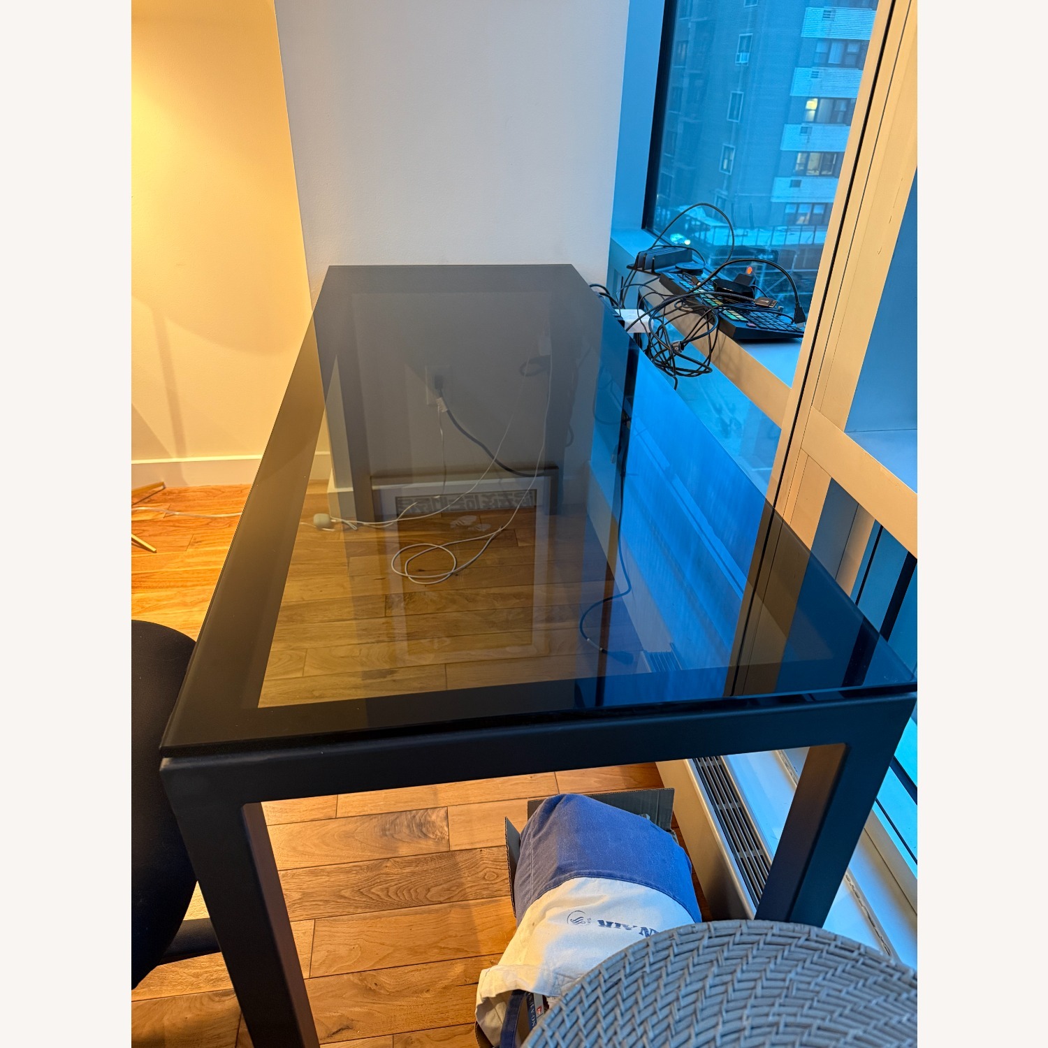 Room & Board Parsons Black Glass Desk 60x24 - image-3