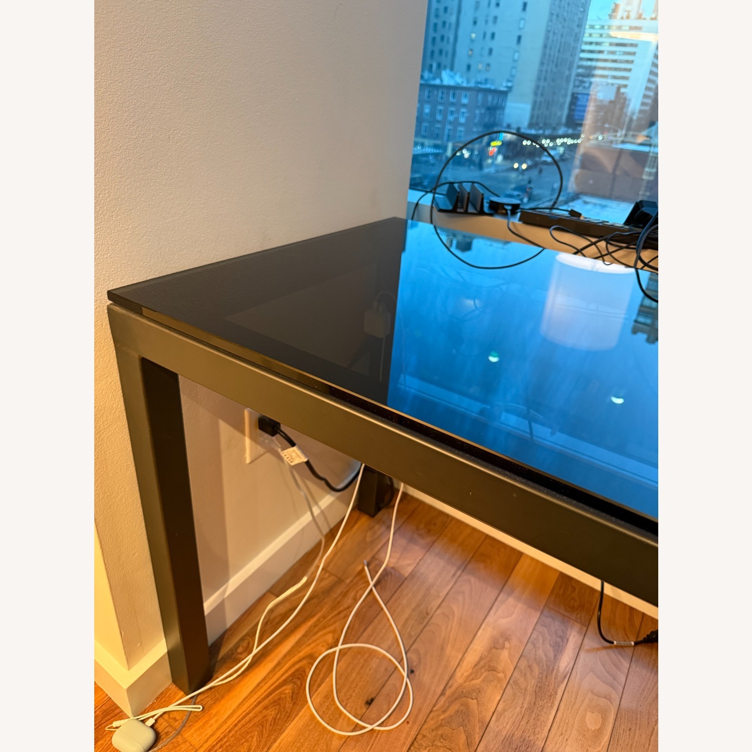 Room & Board Parsons Black Glass Desk 60x24 - image-7