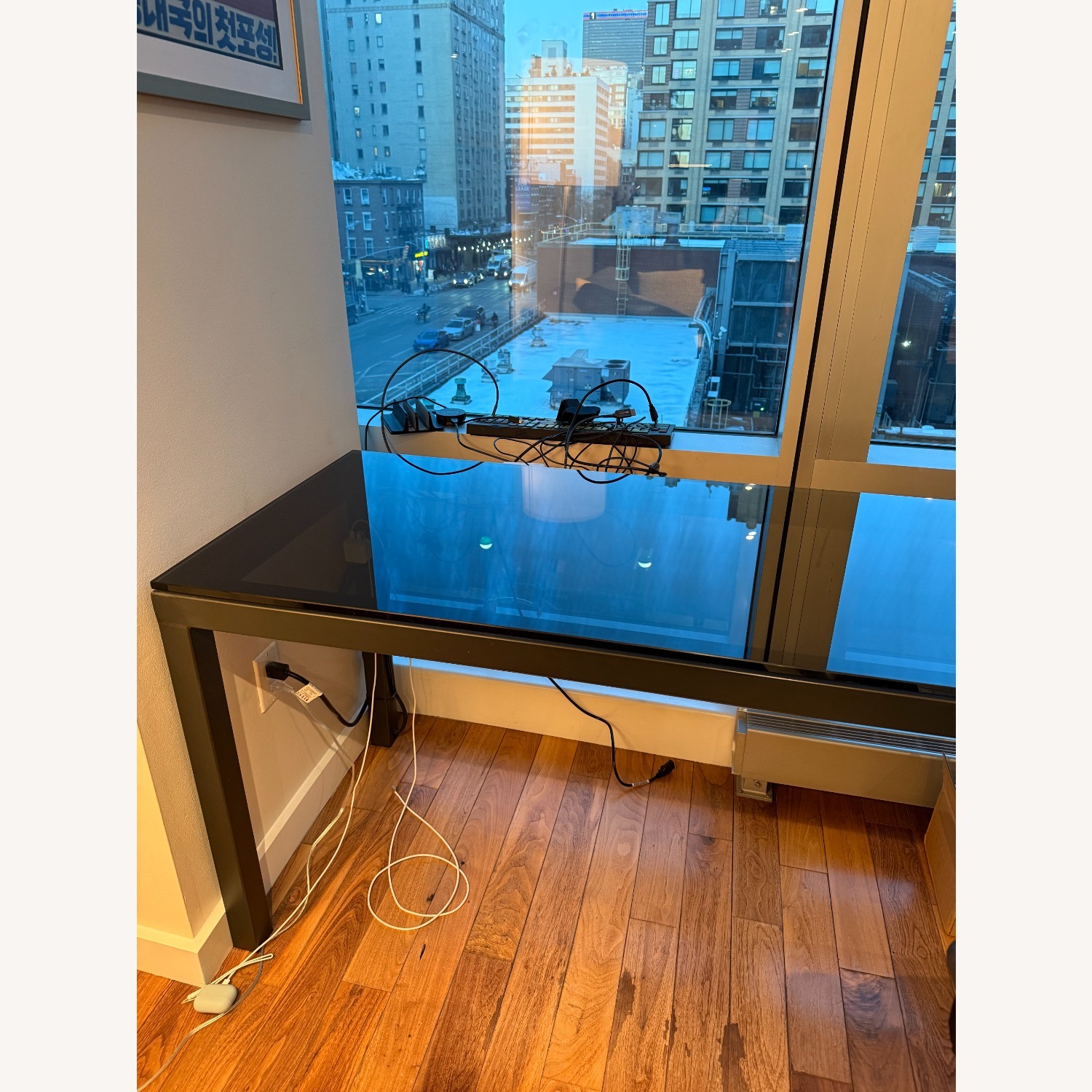 Room & Board Parsons Black Glass Desk 60x24 - image-4