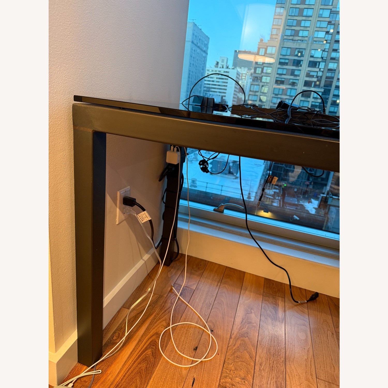 Room & Board Parsons Black Glass Desk 60x24 - image-5