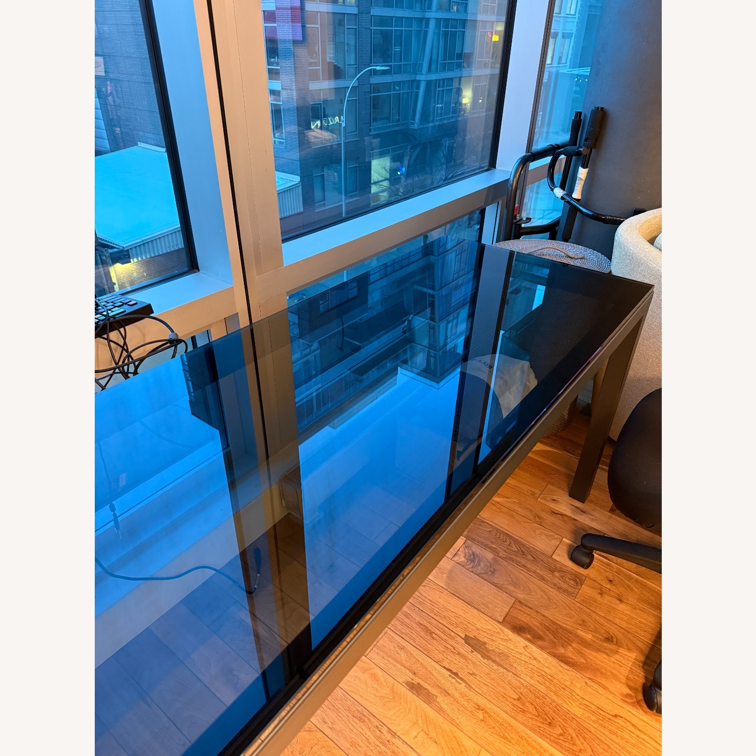 Room & Board Parsons Black Glass Desk 60x24 - image-8