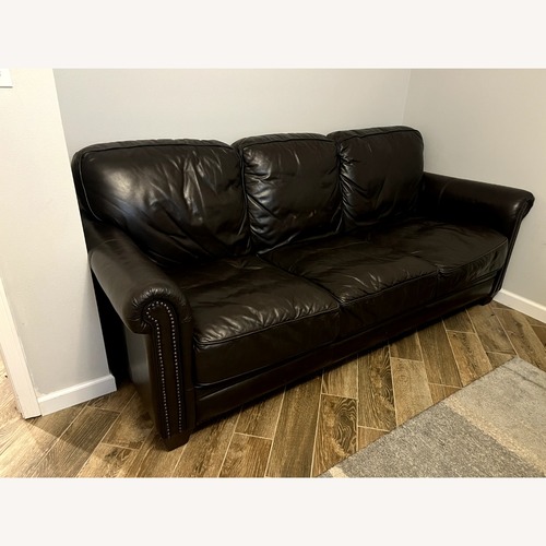 Used Dark Brown Leather 3+ Seater Sofa for sale on AptDeco