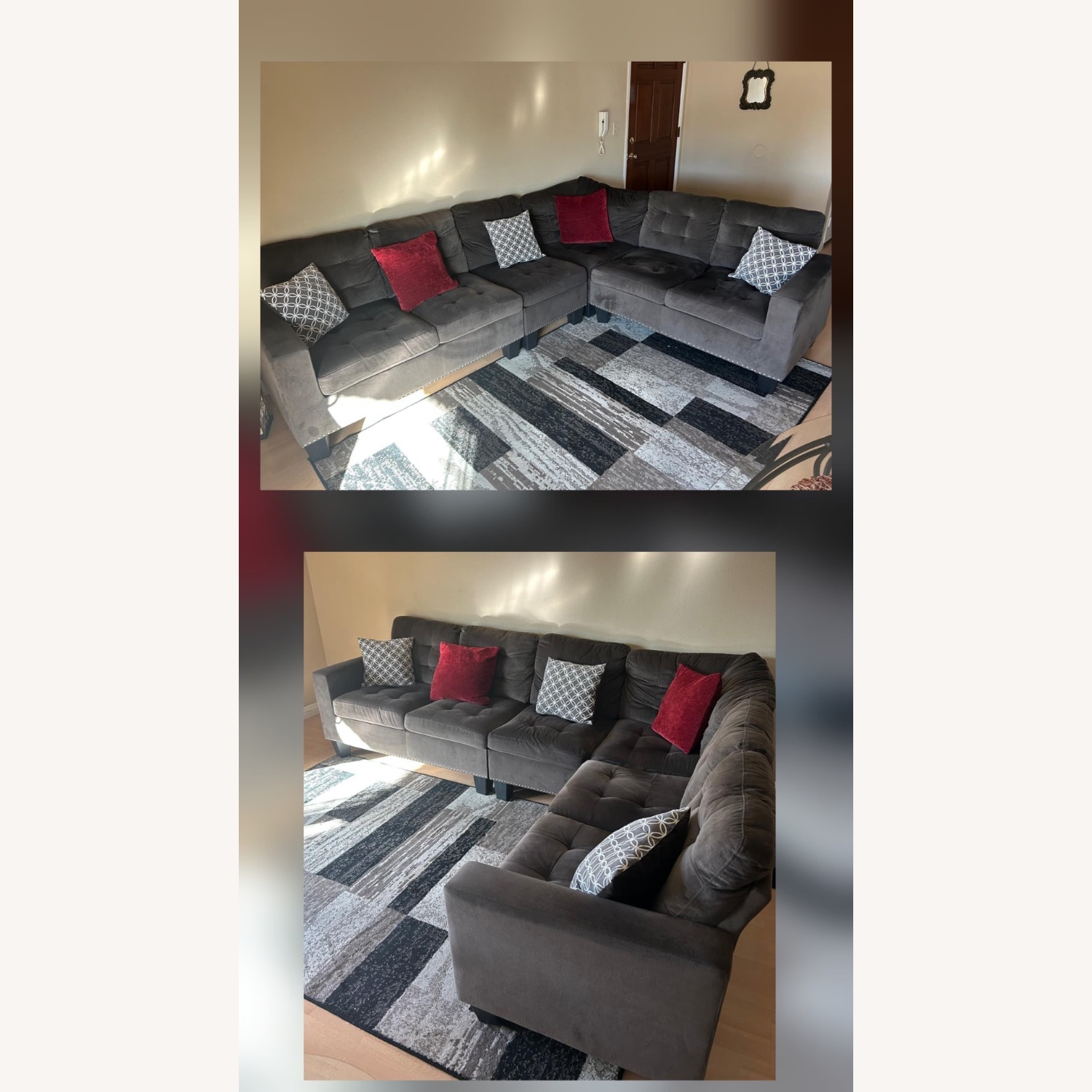 Dark Brown Fabric 3+ Piece Sectional - image-2