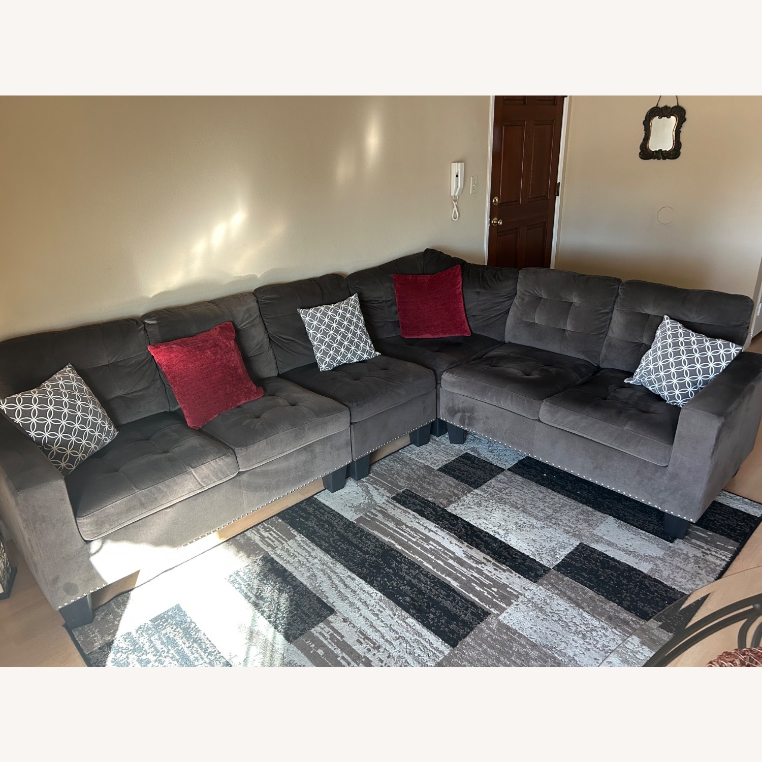 Dark Brown Fabric 3+ Piece Sectional - image-0