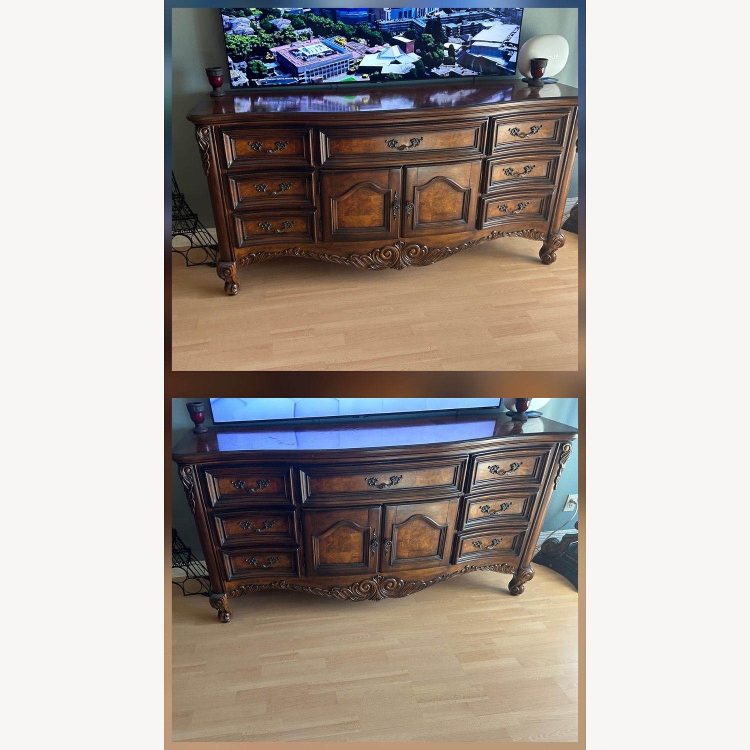 Vintage/Antique Dark Brown Wood Chest - image-1