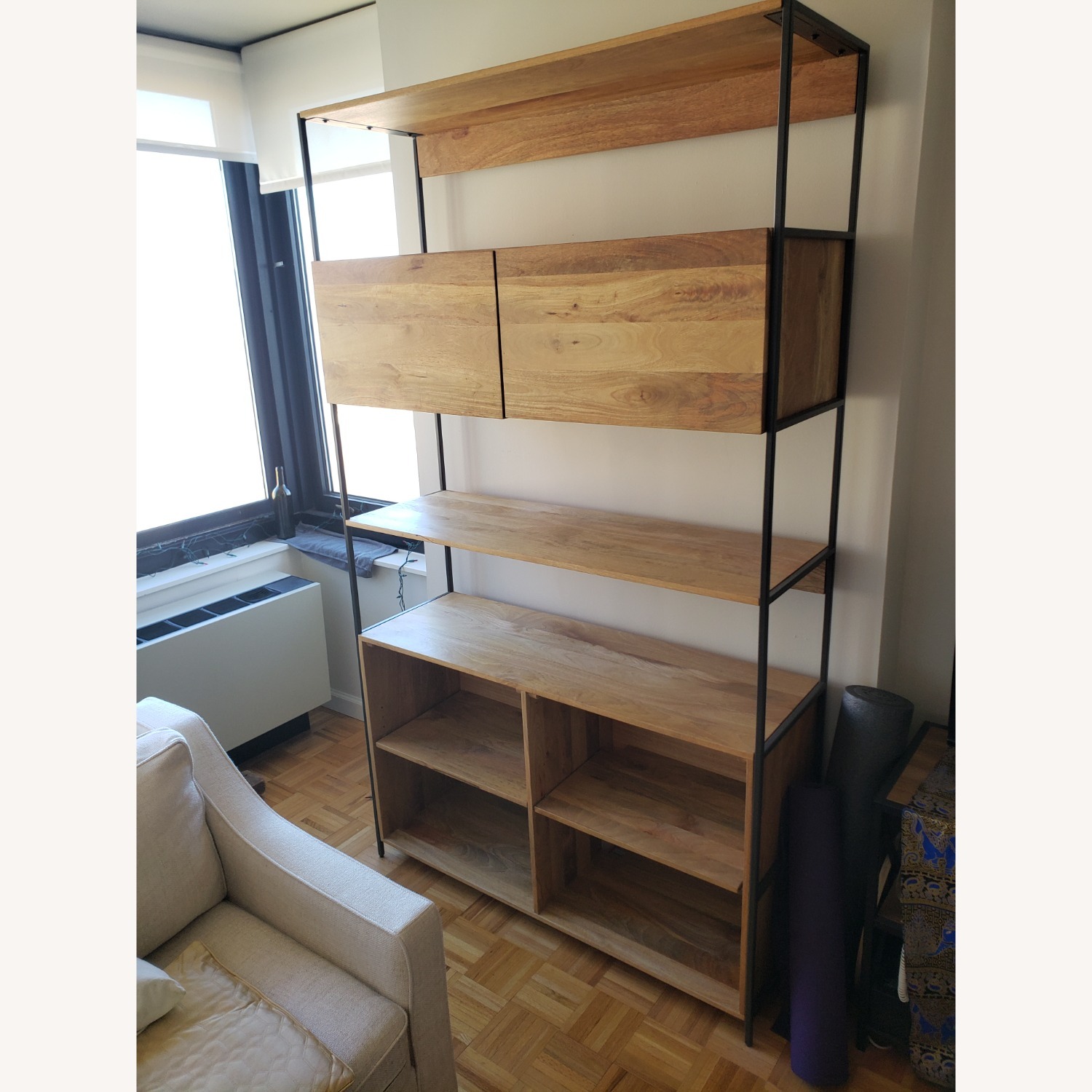 West Elm Industrial Natural Wood Media Storage - image-2