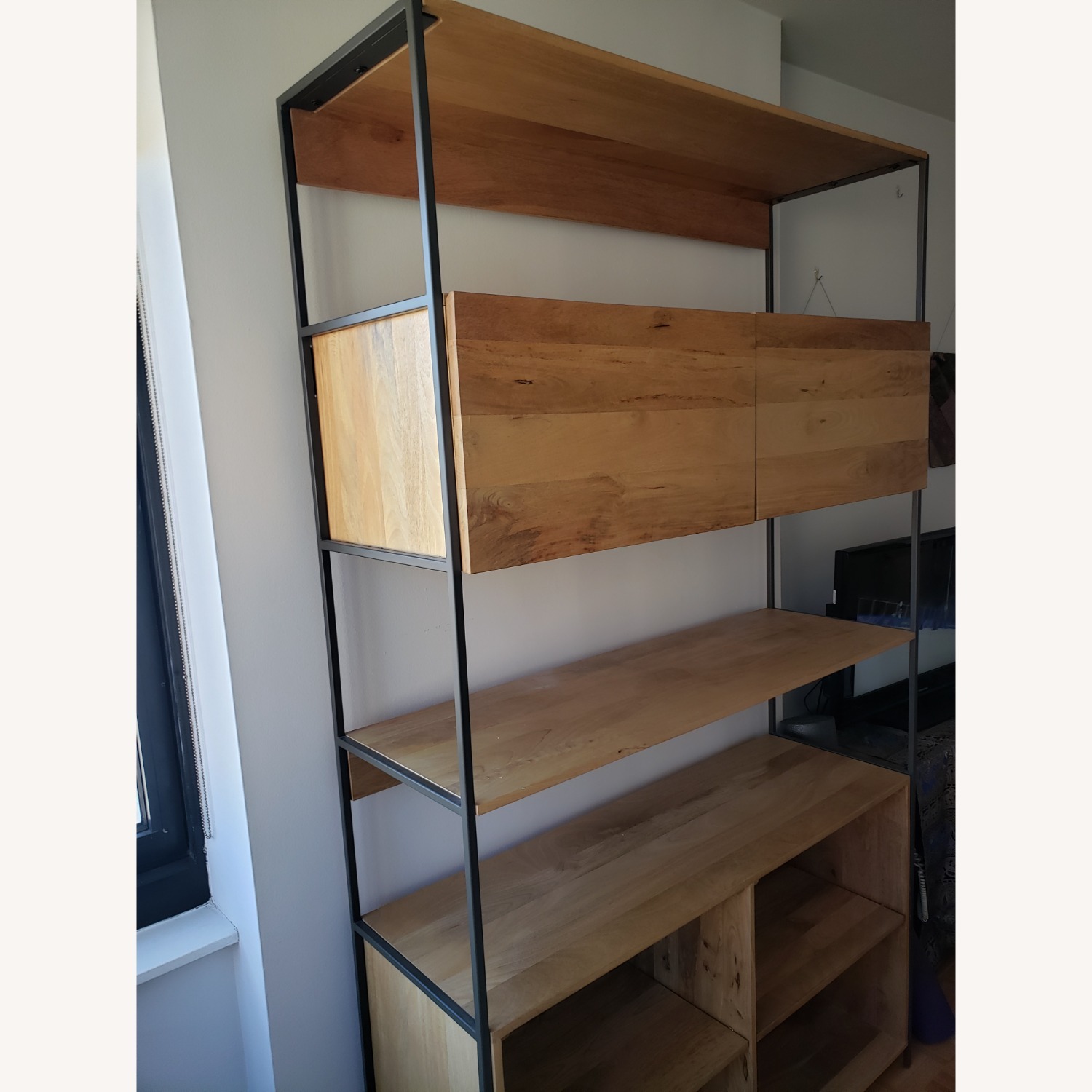 West Elm Industrial Natural Wood Media Storage - image-1