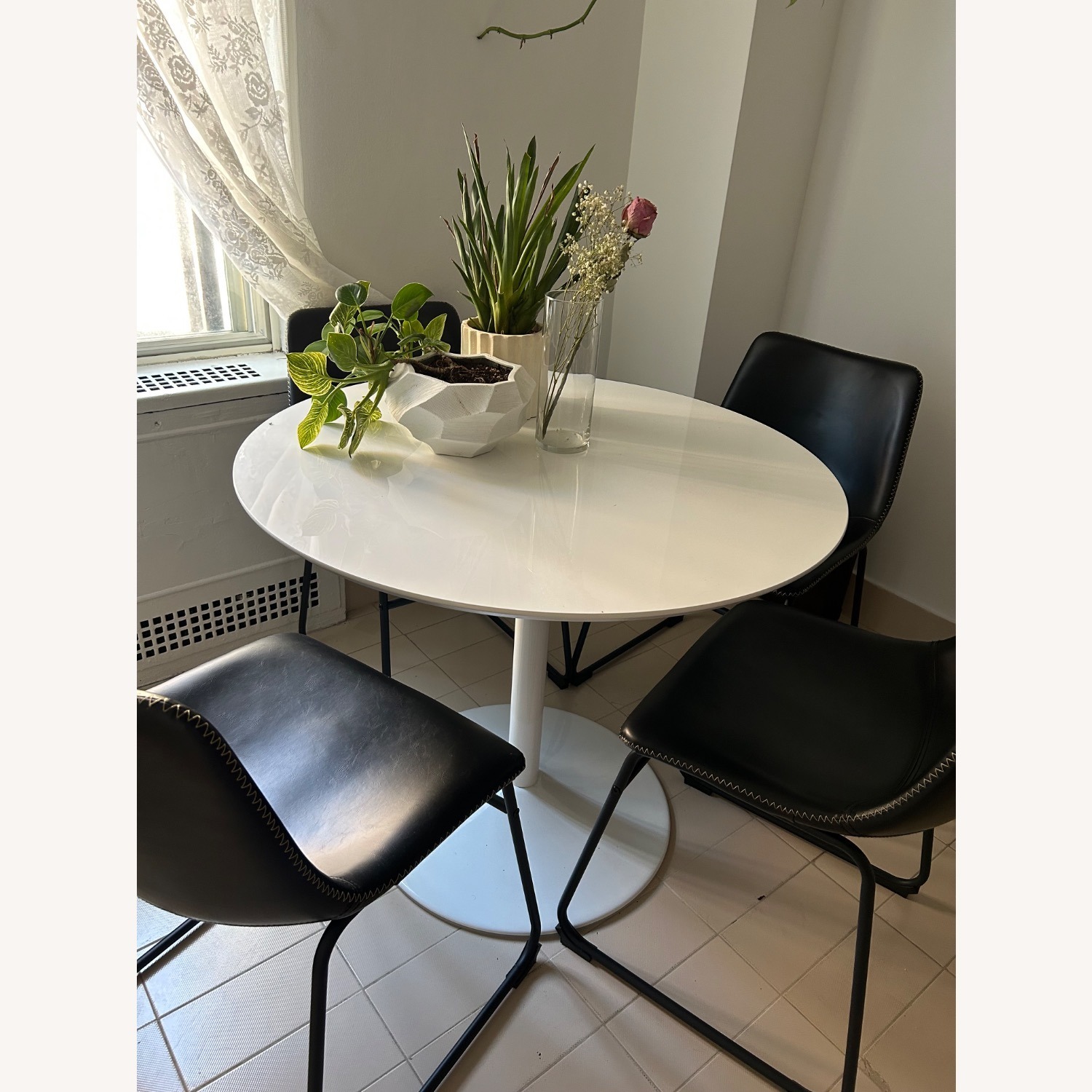 Living Spaces Cobbler Black Faux Leather Dining Chairs - image-1