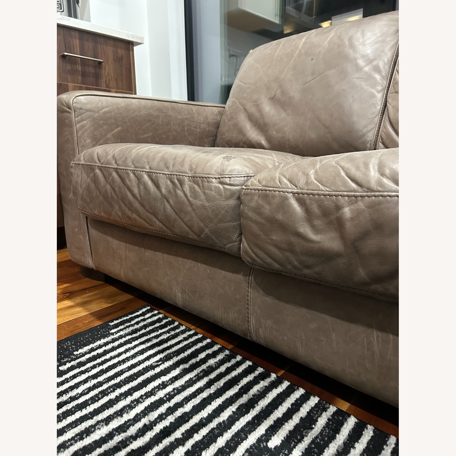 Ethan Allen Dark Brown Leather Loveseat - image-2