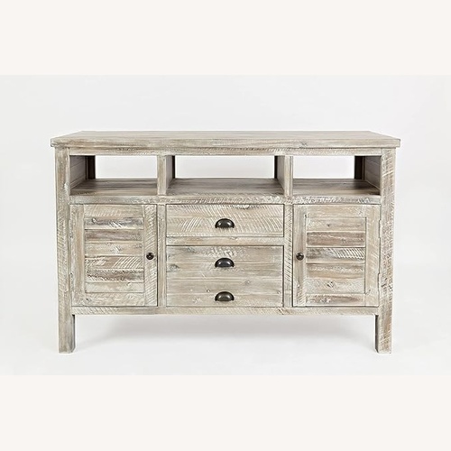 Used Jofran Washed Gray Rustic Wooden Media Console for sale on AptDeco