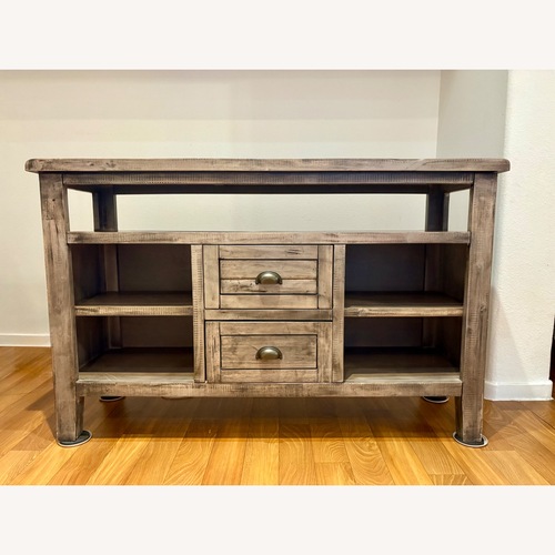 Used Jofran Washed Gray Rustic Wooden Media Console for sale on AptDeco