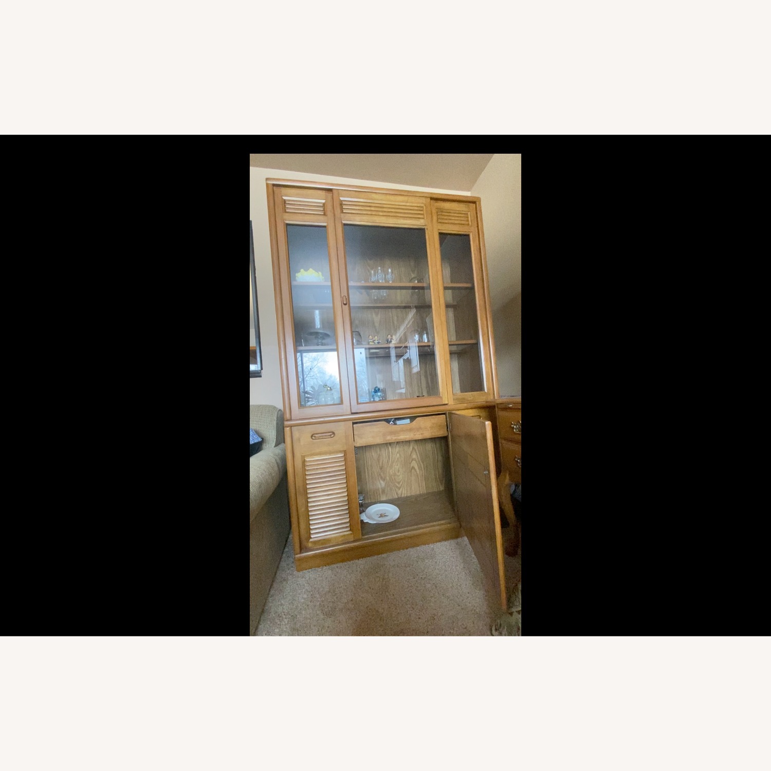 Vintage/Antique Light Brown Wood Armoire - image-2