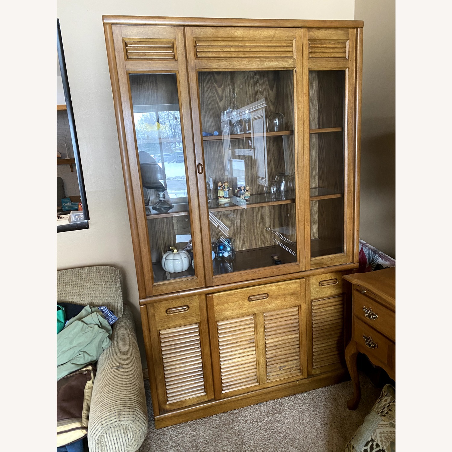 Vintage/Antique Light Brown Wood Armoire - image-0