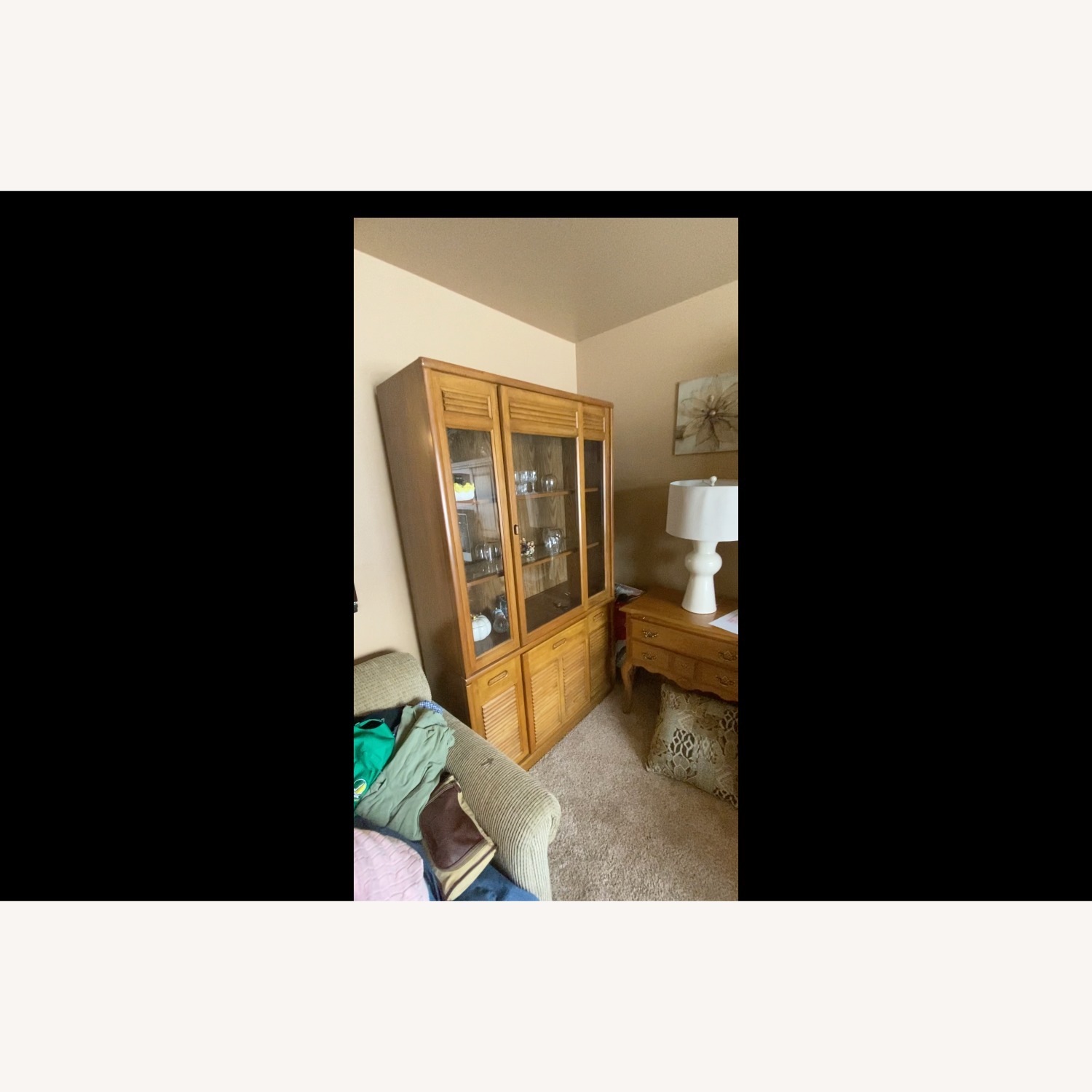 Vintage/Antique Light Brown Wood Armoire - image-1