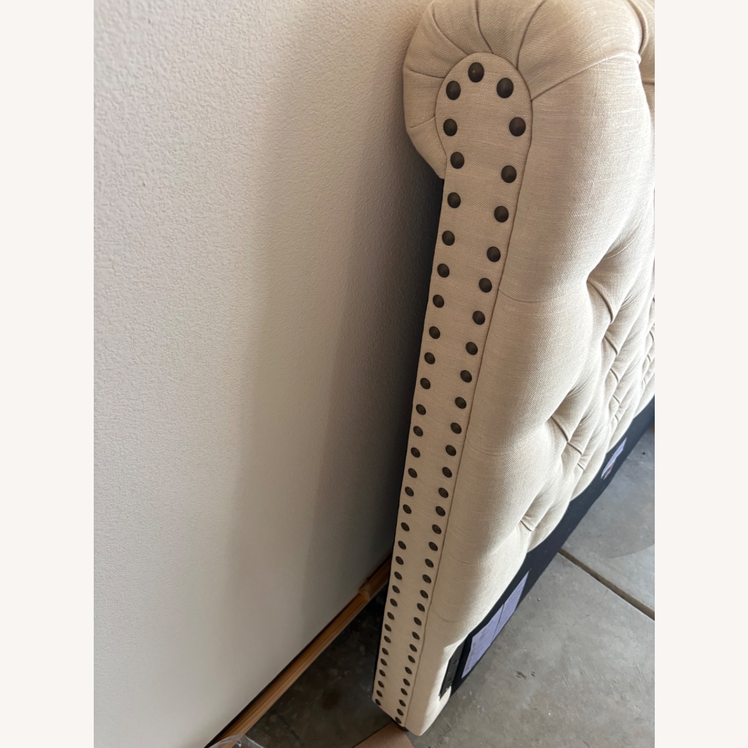 Pottery Barn Chesterfield Natural Fabric Headboard - image-2