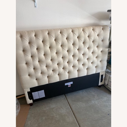 Used Pottery Barn Chesterfield Natural Fabric Headboard for sale on AptDeco