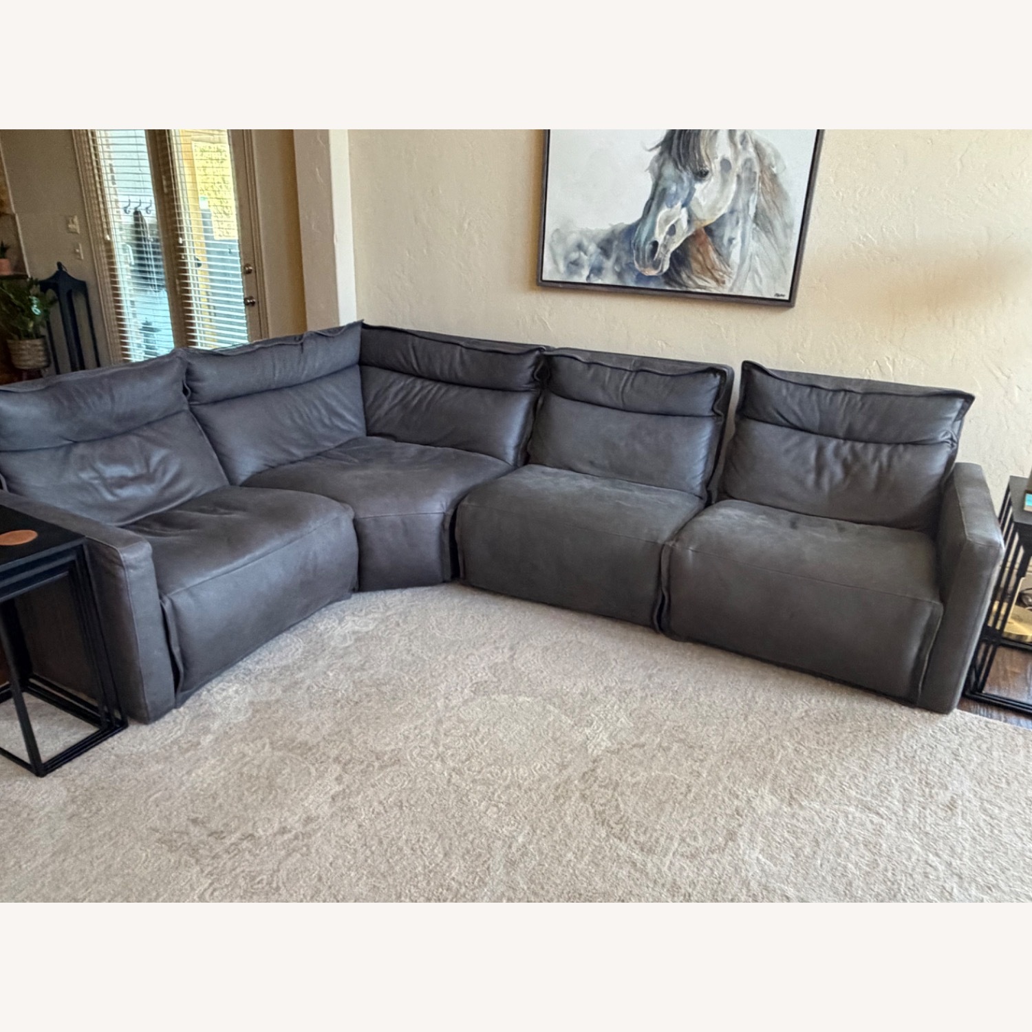 Arhaus Dark Gray Rowland Tailored Leather Sectional - image-1