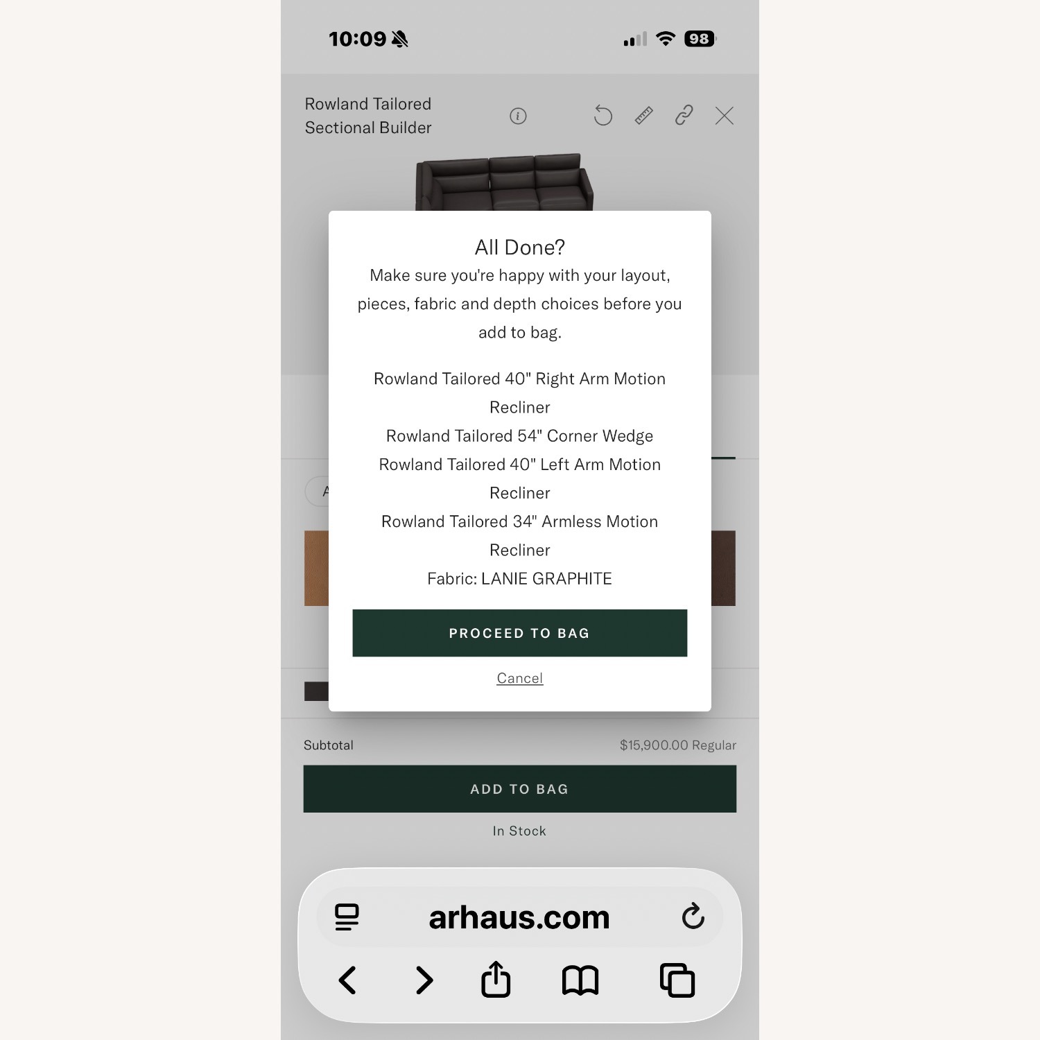 Arhaus Dark Gray Rowland Tailored Leather Sectional - image-7