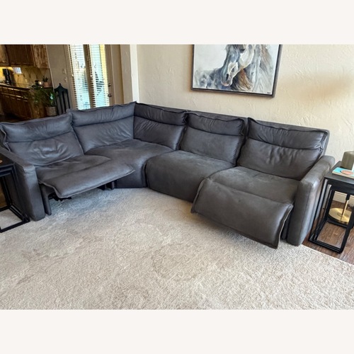 Used Arhaus Dark Gray Rowland Tailored Leather Sectional  for sale on AptDeco
