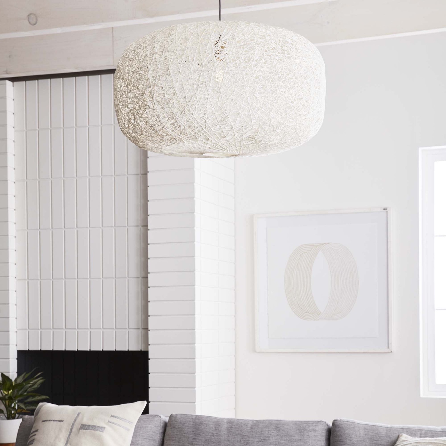 West Elm Open Weave Pendant Light - image-4