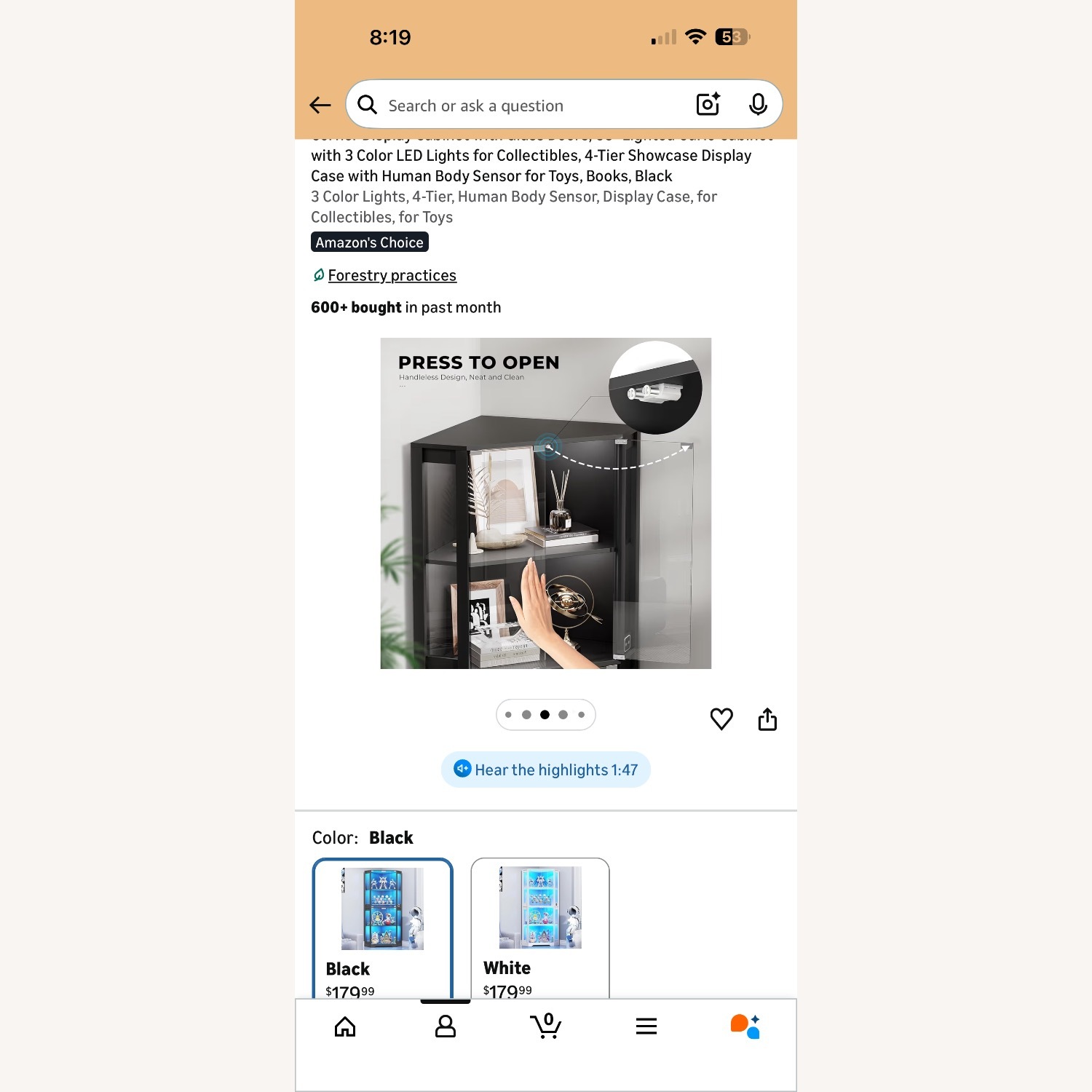 Glass Display Shelf with LED Lights - image-2