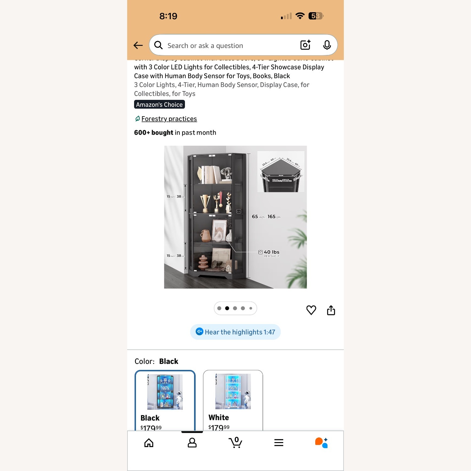 Glass Display Shelf with LED Lights - image-4