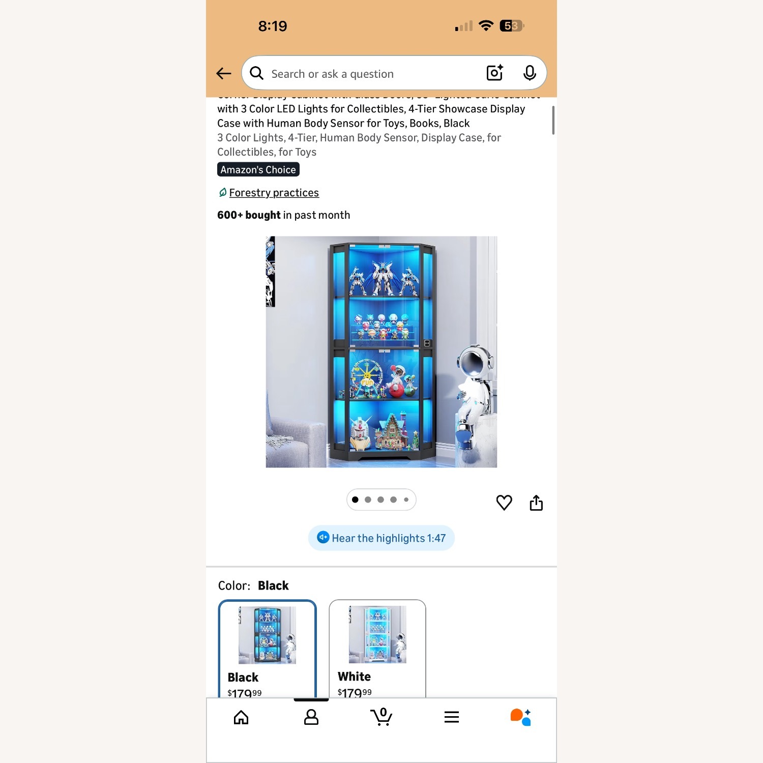 Glass Display Shelf with LED Lights - image-1