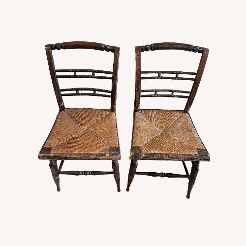 Used Pair of Vintage Rush Seat Ladderback Chairs for sale on AptDeco