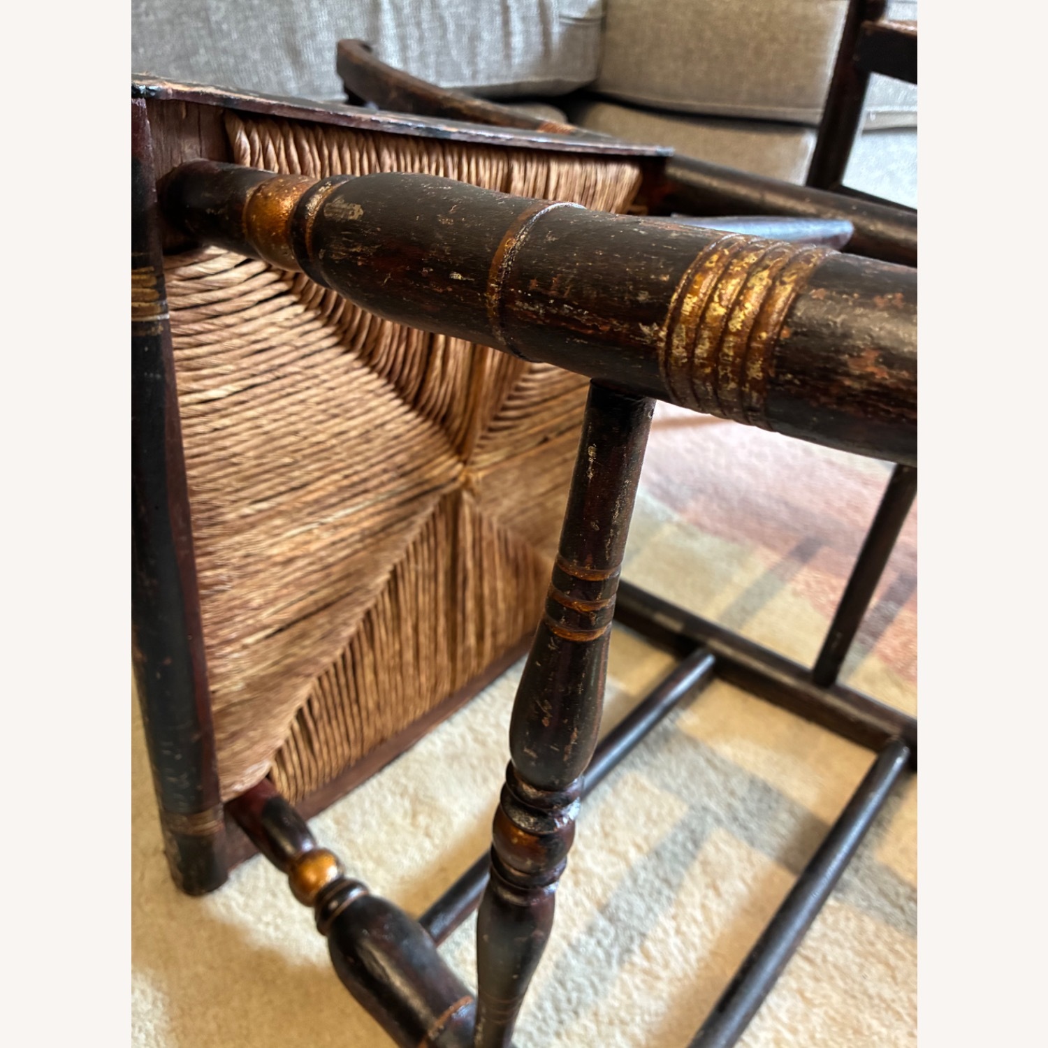 Pair of Vintage Rush Seat Ladderback Chairs - image-2