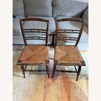 Pair of Vintage Rush Seat Ladderback Chairs