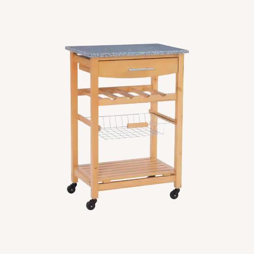 Used Wood Kitchen Cart with Granite Top for sale on AptDeco