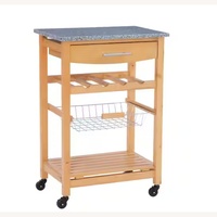 Wood Kitchen Cart with Granite Top