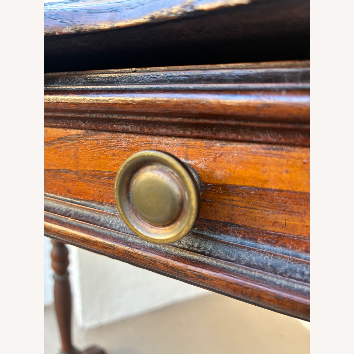 Vintage Solid Wood Side Table W Drawer - image-13