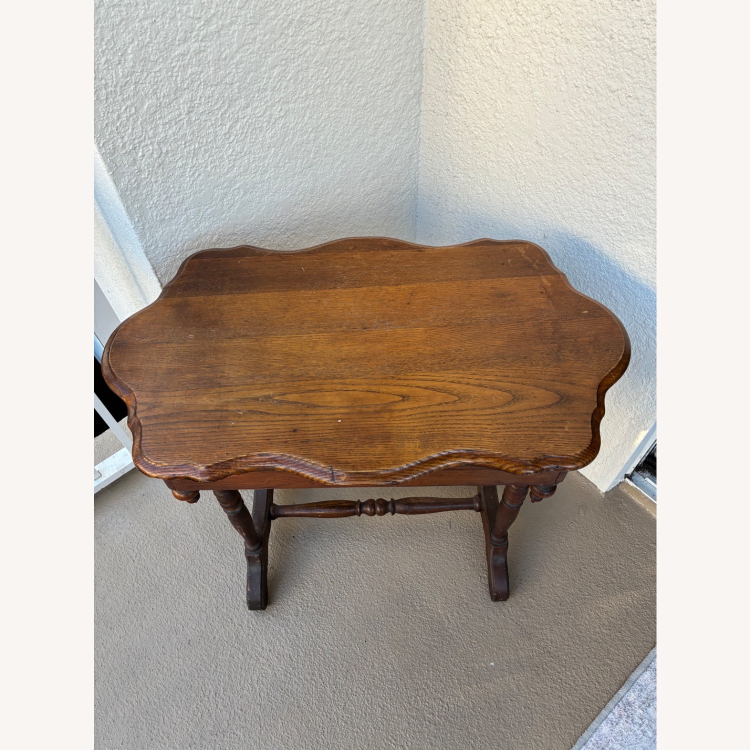 Vintage Solid Wood Side Table W Drawer - image-4