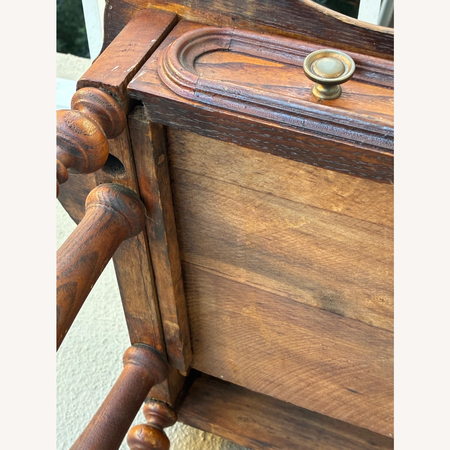 Vintage Solid Wood Side Table W Drawer - image-12