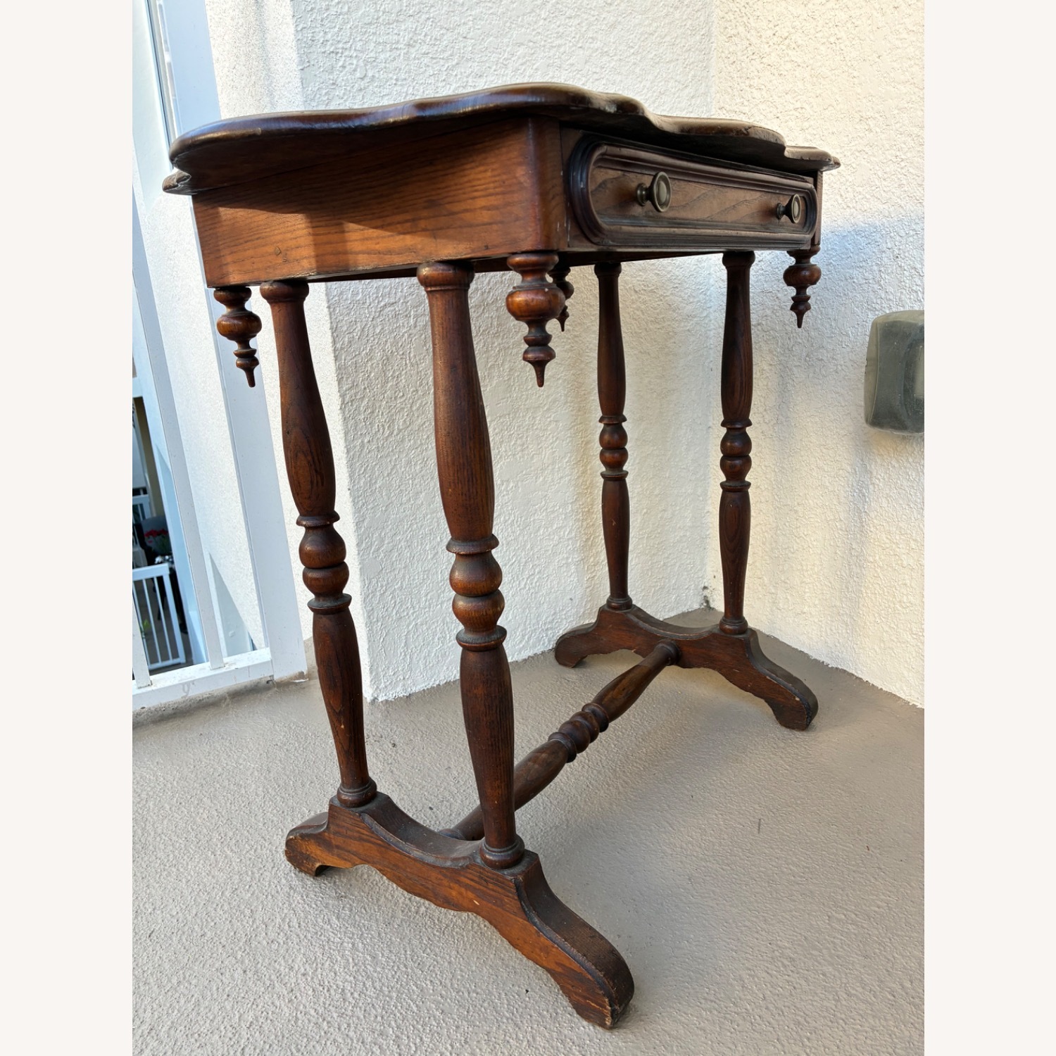 Vintage Solid Wood Side Table W Drawer - image-2
