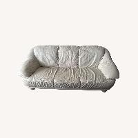 Cream Leather 3 Seater Sofa