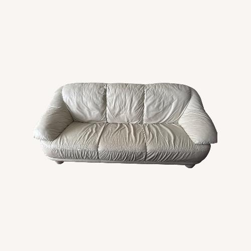 Used Cream Leather 3 Seater Sofa for sale on AptDeco