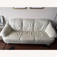 Cream Leather 3 Seater Sofa