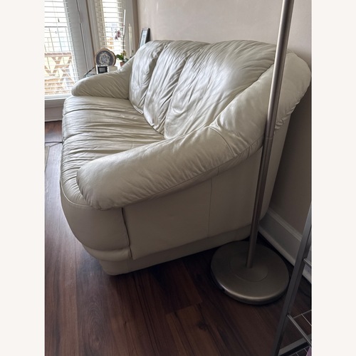 Used Cream Leather 3 Seater Sofa for sale on AptDeco