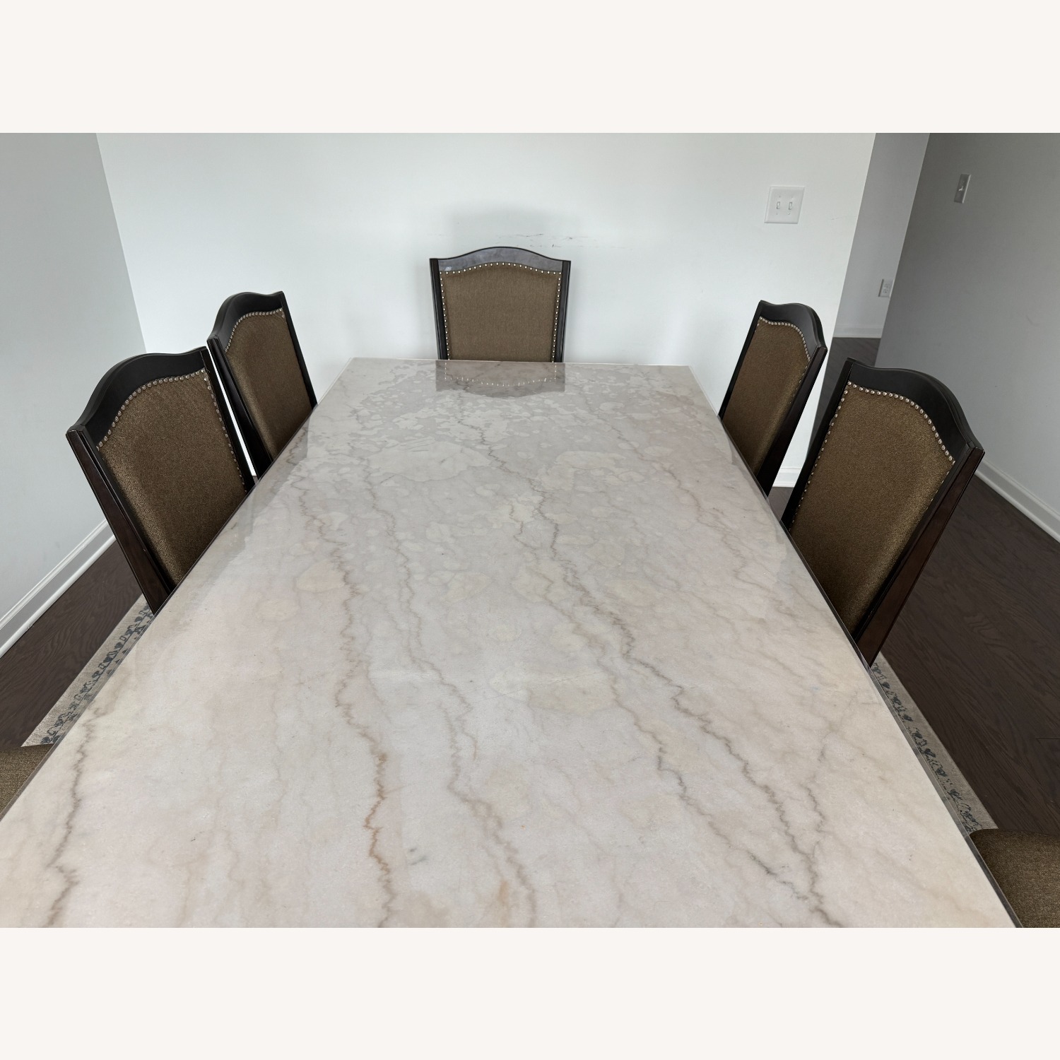 Dark Brown Marble Dining Set - image-2