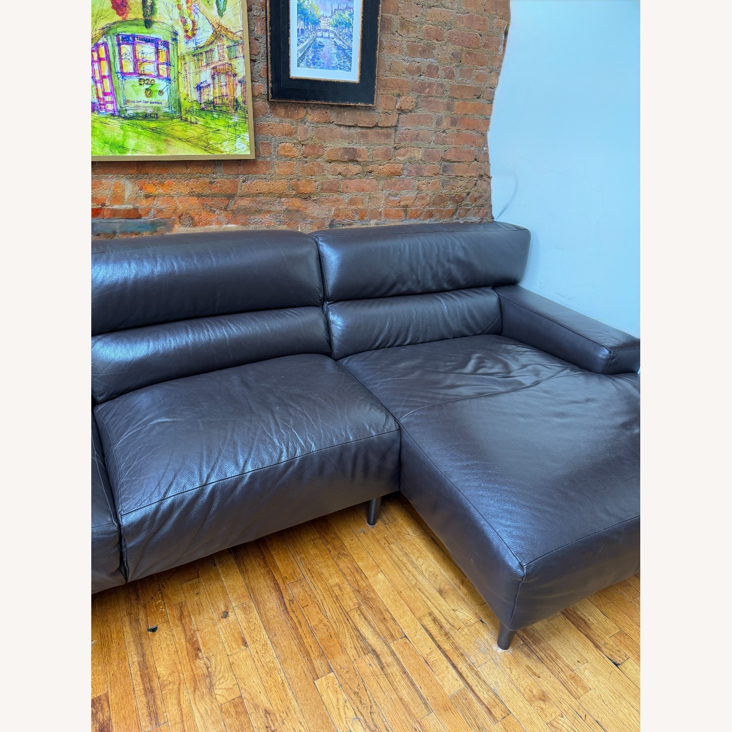 Macy's Nevanna 2-Pc. Leather Sofa with Chaise - image-5