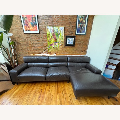 Used Macy's Nevanna 2-Pc. Leather Sofa with Chaise for sale on AptDeco