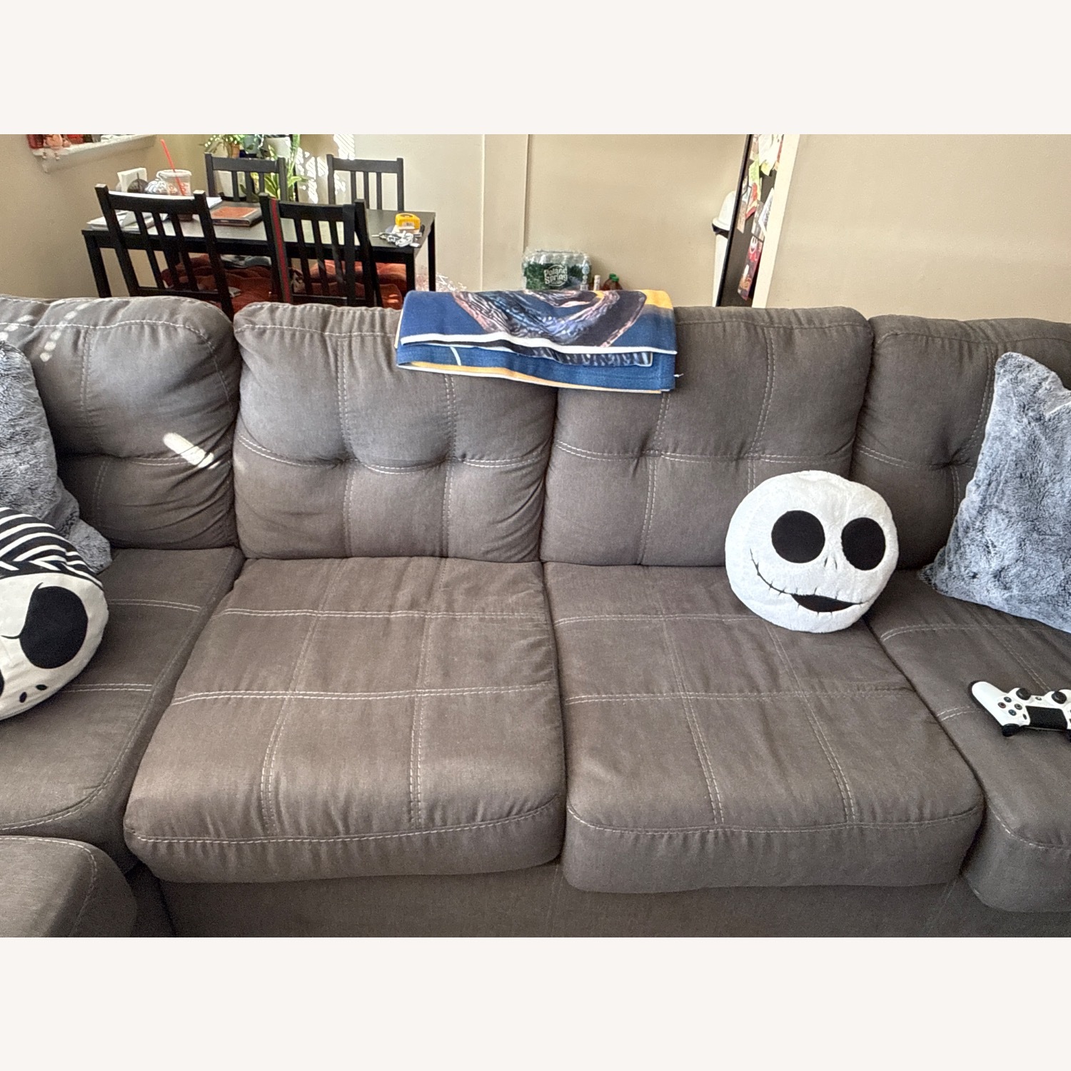 Raymour & Flanigan Desmond Fabric Chaise Lounge Sofa  - image-4