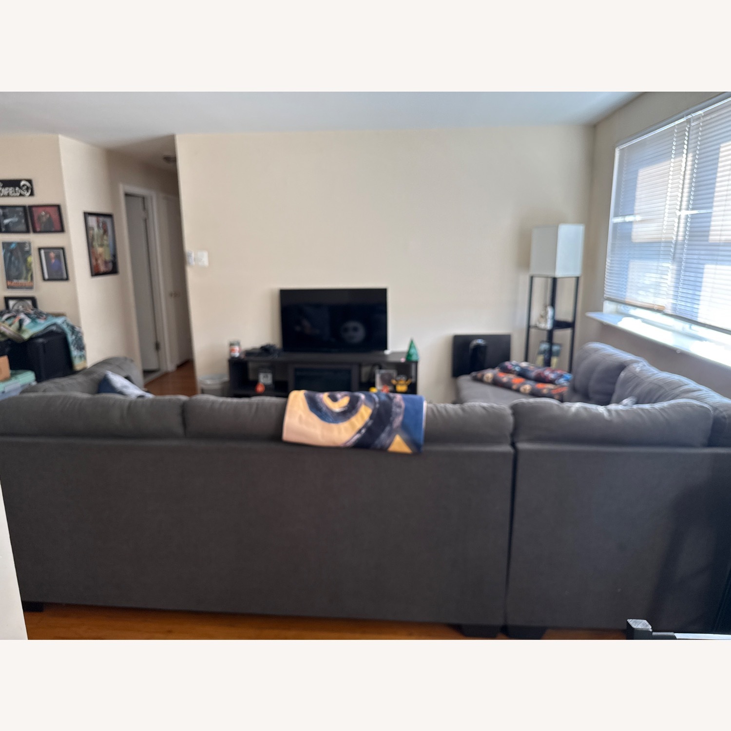 Raymour & Flanigan Desmond Fabric Chaise Lounge Sofa  - image-6