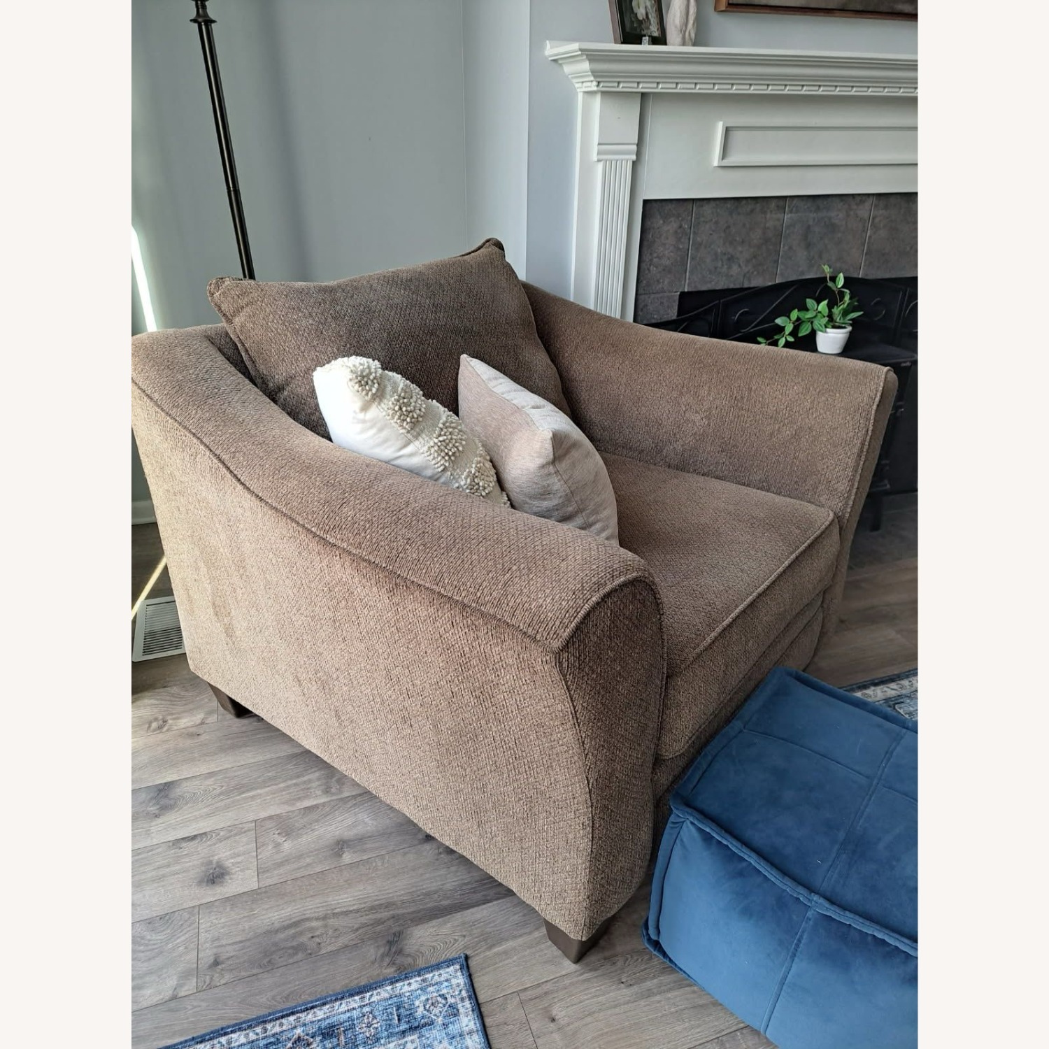 Light Gray Fabric Loveseat - image-2