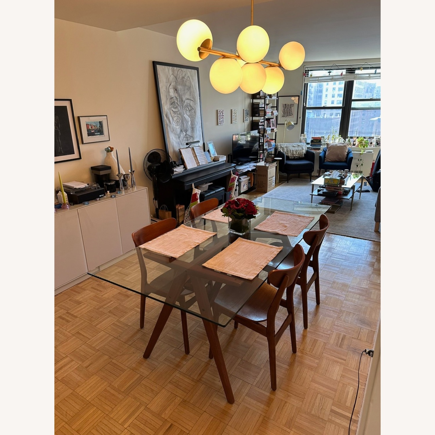 West Elm Sphere & Stem 7-Light Chandelier - White - image-5