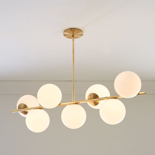 Used West Elm Sphere & Stem 7-Light Chandelier - White for sale on AptDeco