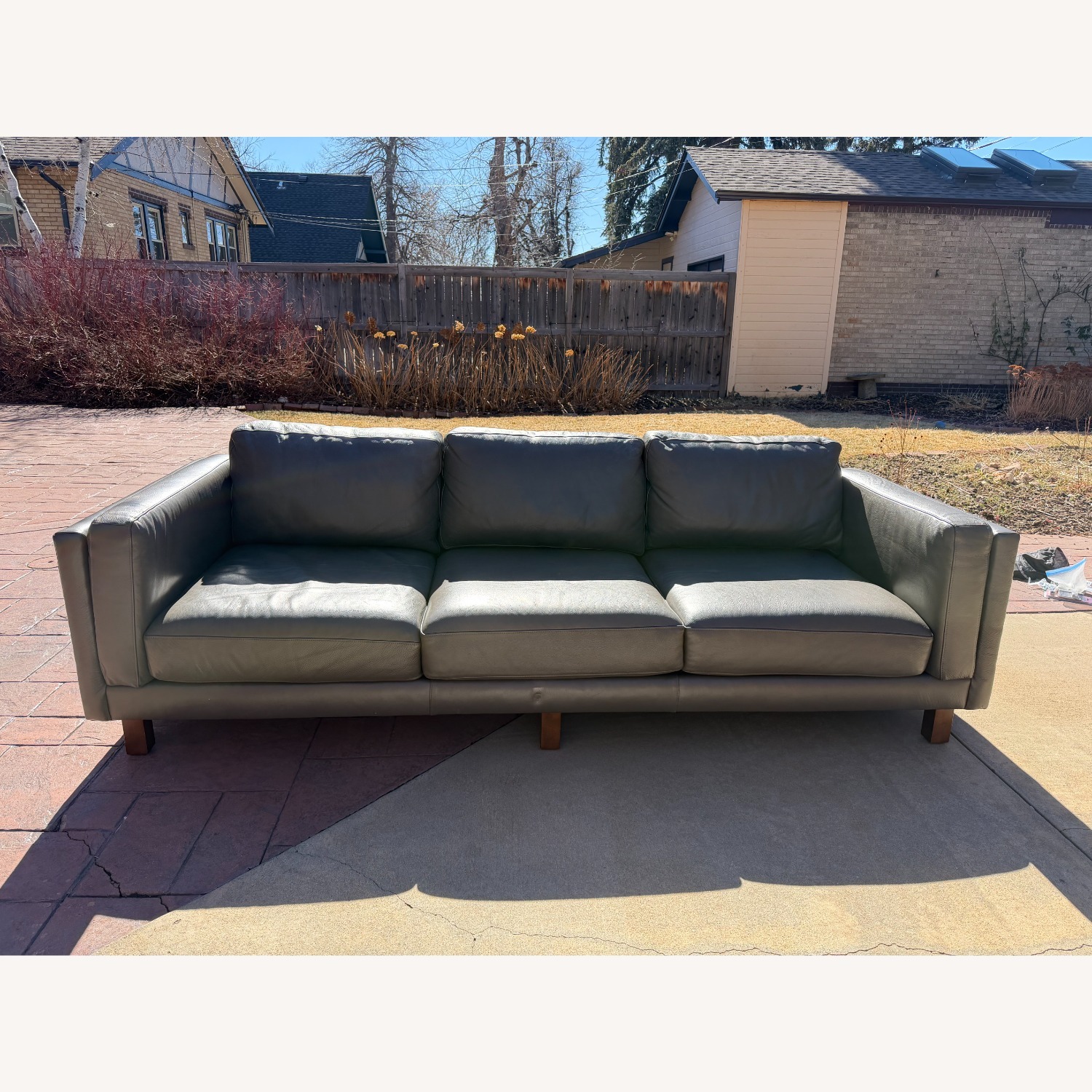 Room & Board Cade Slate Leather 3 Cushion Sofa - image-2