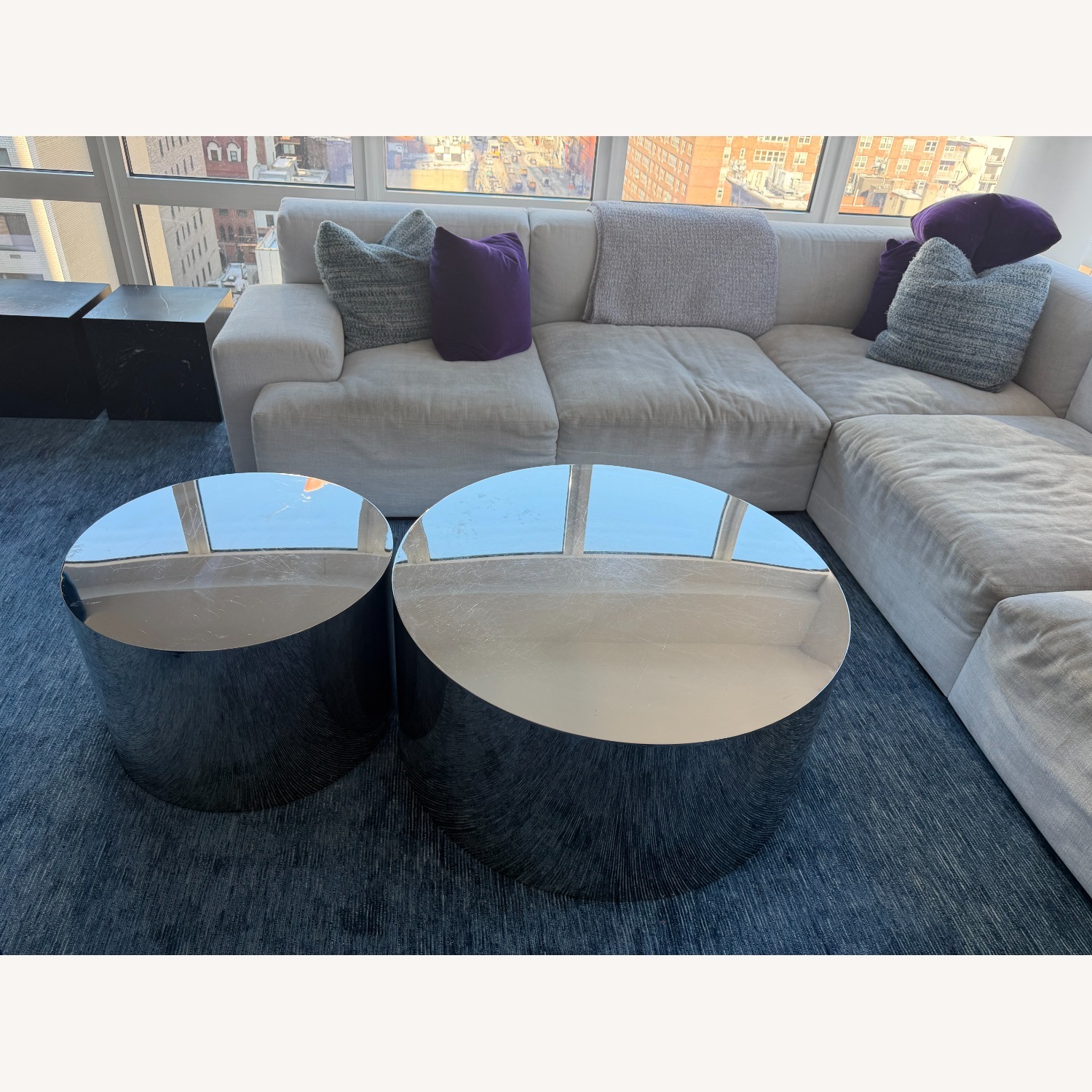 Thayer Coggin Stainless Steel Drum Coffee Tables - image-3